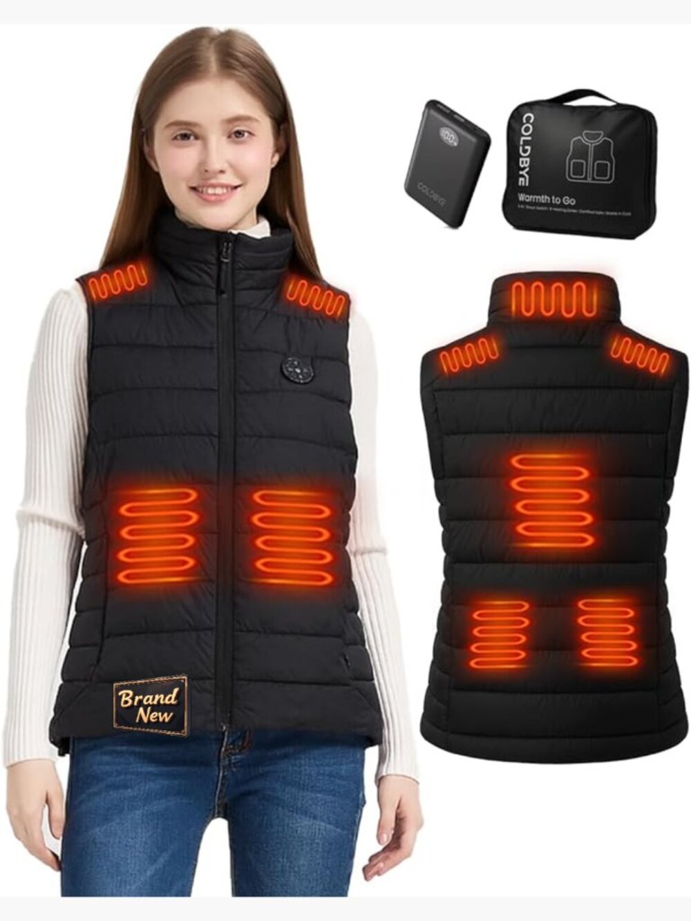 Heated Vest with Battery, 8 Heating Zones, 5-in-1 Smart Control, Lightweight